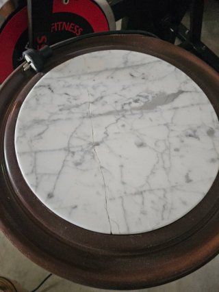 Tavolino rotondo in legno e marmo