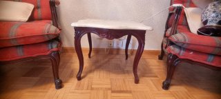 Mesa auxiliar mármol y madera