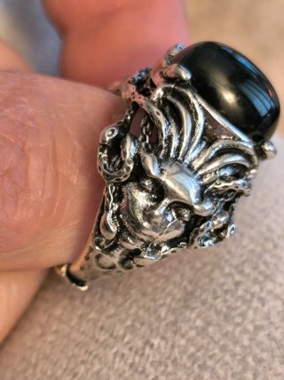 Anello Pietra Naturale Occhio di Tigre Blu