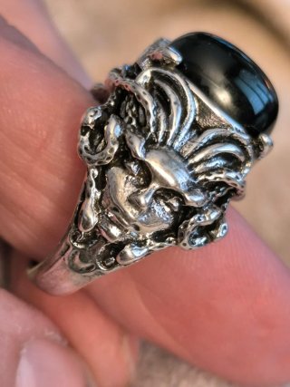 Anello Pietra Naturale Occhio di Tigre Blu