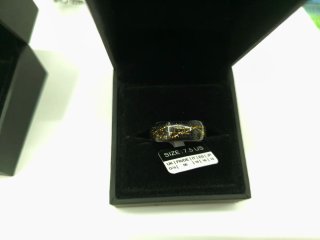 Anillo Tungsteno Negro con Detalles Dorados Talla