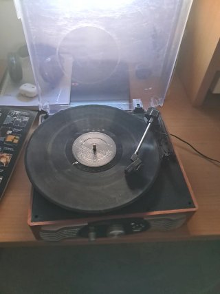 Tocadiscos Vinilo Negro y Marrón