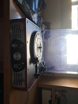 Tocadiscos Vinilo Negro y Marrón