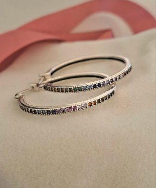 Pendientes Aro Plata Multicolor