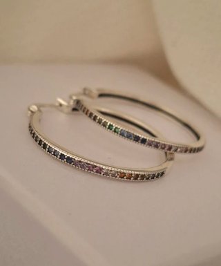 Pendientes Aro Plata Multicolor
