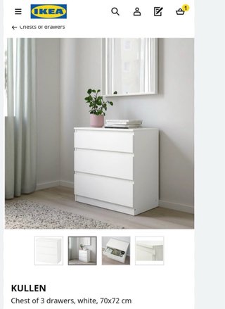 2 Cómodas KULLEN IKEA 3 cajones blanca