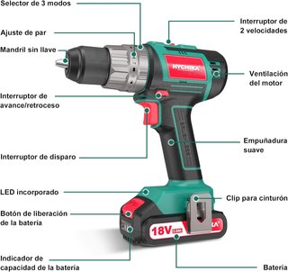 HYCHIKA taladro atornillador batería brushless