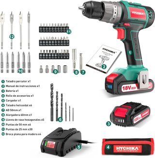 HYCHIKA taladro atornillador batería brushless