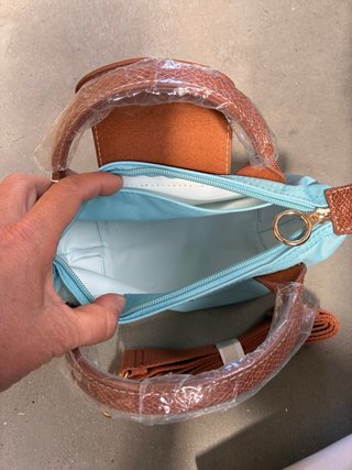 Borsa in tela a mano e tracolla colore blue