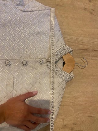 Traje Indio Hombre Sherwani Beige/Blanco