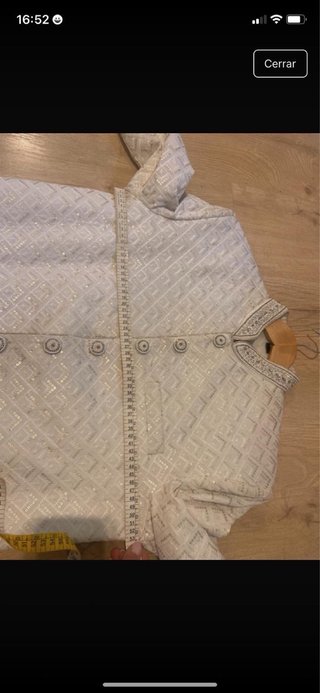 Traje Indio Hombre Sherwani Beige/Blanco