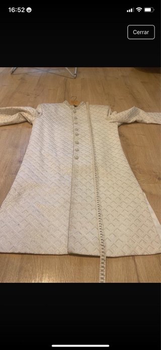 Traje Indio Hombre Sherwani Beige/Blanco