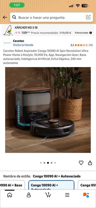 Cecotec Conga 10090 AI Robot Aspirador