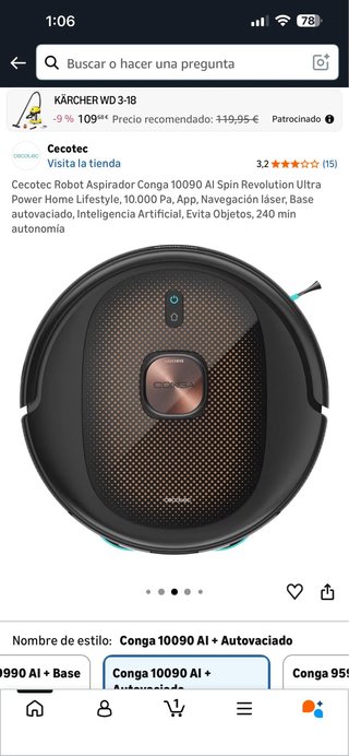 Cecotec Conga 10090 AI Robot Aspirador