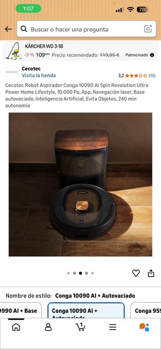 Cecotec Conga 10090 AI Robot Aspirador