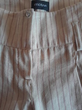 Pantaloni donna a righe beige