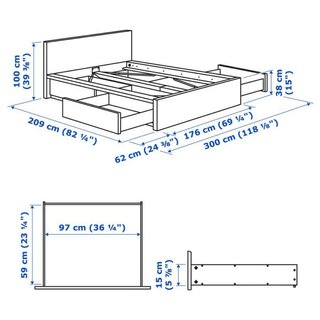 Cama IKEA MALM 160x200 + colchón + 4 cajones