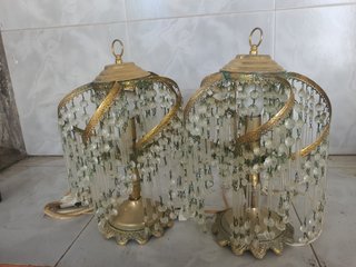 2 Lamparillas Vintage Lágrima Oro Cristal