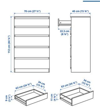 Comodino Ikea Kullen 5 cassetti Nero-marrone
