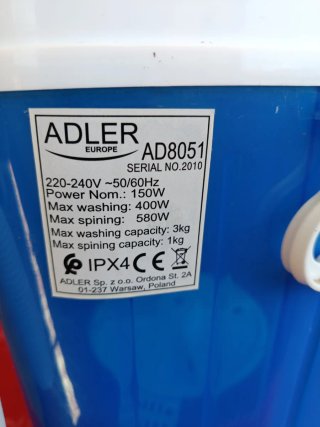 Lavadora Camping Adler 3KG