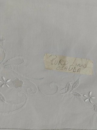Lenzuolo matrimoniale di lino Olanda ricamato
