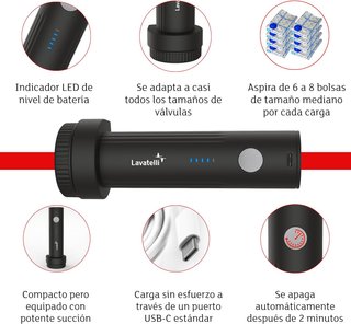 Lavatelli bomba vacío inalámbrica portátil viaje