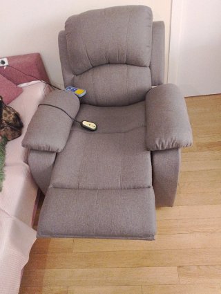 Sillón reclinable eléctrico de tela gris