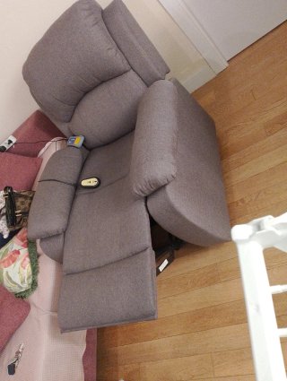 Sillón reclinable eléctrico de tela gris