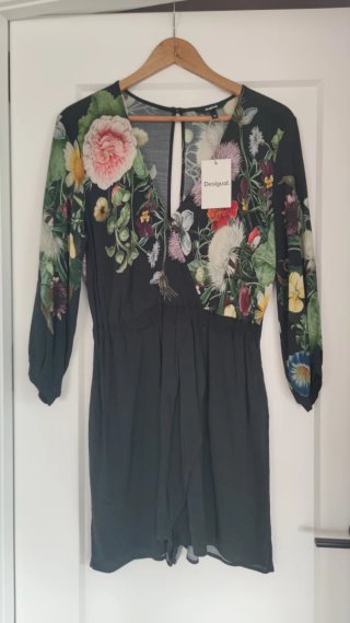 Mono Desigual floral negro talla M