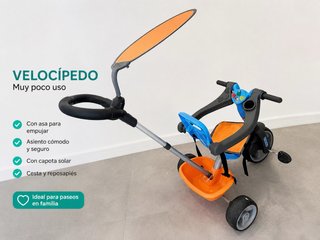 Triciclo infantil con asa y capota