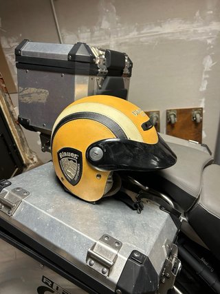 Casco Moto Blauer USA Cuero Marrón y Beige