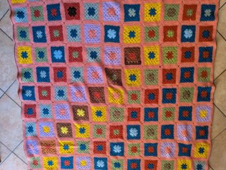 Coperta uncinetto granny squares lana