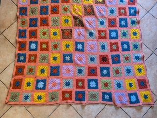Coperta uncinetto granny squares lana