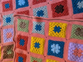 Coperta uncinetto granny squares lana