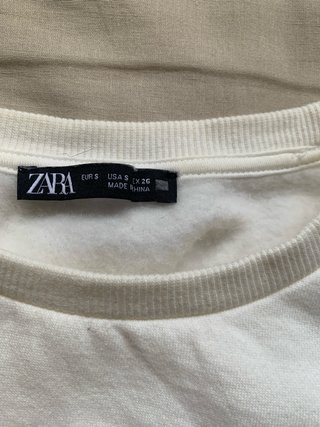 Sudadera Zara Blanca y Rosa Talla S