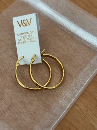 Pendientes Aro V&V Chapado Oro 18K