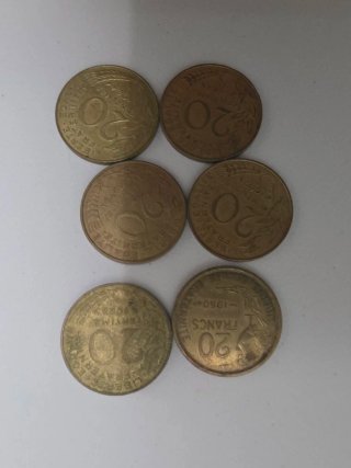6 Monedas Francesas 20 Francos
