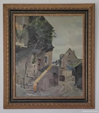 Pintura al óleo Pueblo antiguo sin firmar