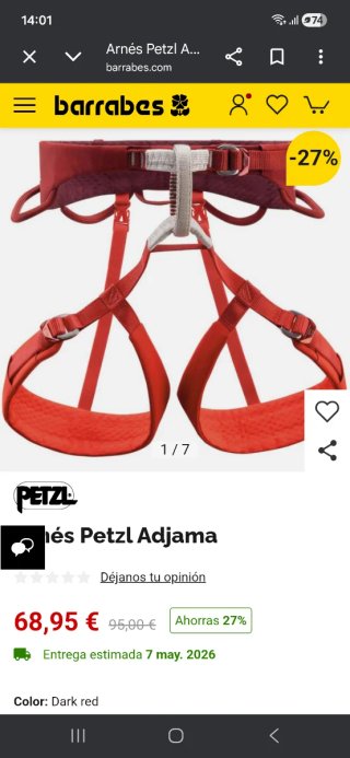Arnés ligero escalada y alpinismo.