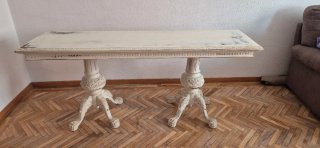 Mesa madera caoba desplegable 1,80 x 94cm abierta