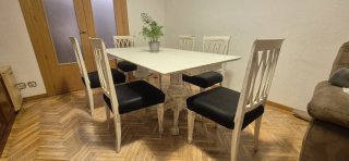 Mesa madera caoba desplegable 1,80 x 94cm abierta