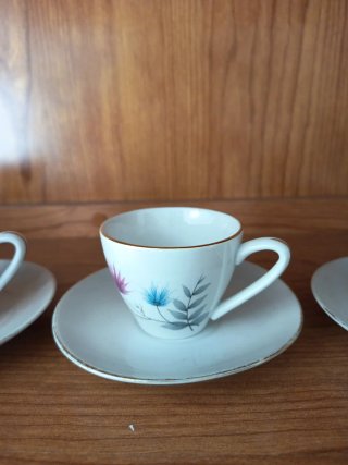 Juego de 6 tazas de café con platillos