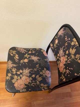 Pack 3 Sillas Vintage Flores Tela Metal