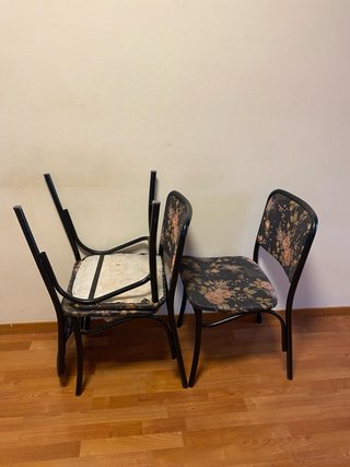 Pack 3 Sillas Vintage Flores Tela Metal
