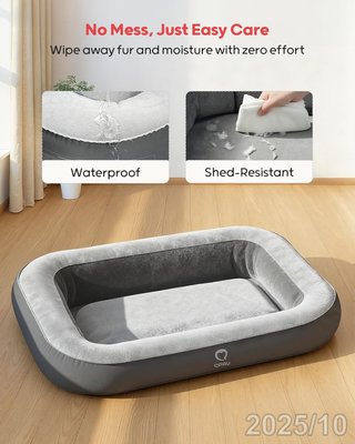 QPAU Cama Inflable Perros 120x84cm + Bomba y Bolsa