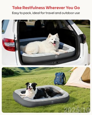 QPAU Cama Inflable Perros 120x84cm + Bomba y Bolsa