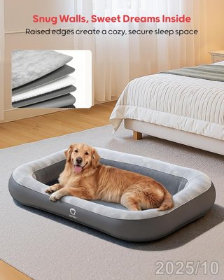 QPAU Cama Inflable Perros 120x84cm + Bomba y Bolsa