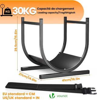 VOUNOT Estante Almacenamiento Leña 41x37x39.5cm