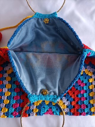 Borsa uncinetto cotone multicolore