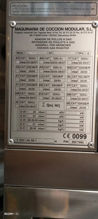 Asador de pollos profesional a gas 4 espadas
